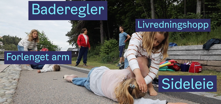 Elevene på Nordstrand skole lærer om livredning ute.